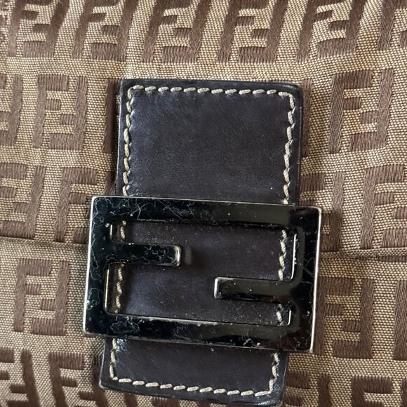 FENDI ZUCCHINO CANVAS Mama Forever Baguette Brown Mini - Picture 13 of 13
